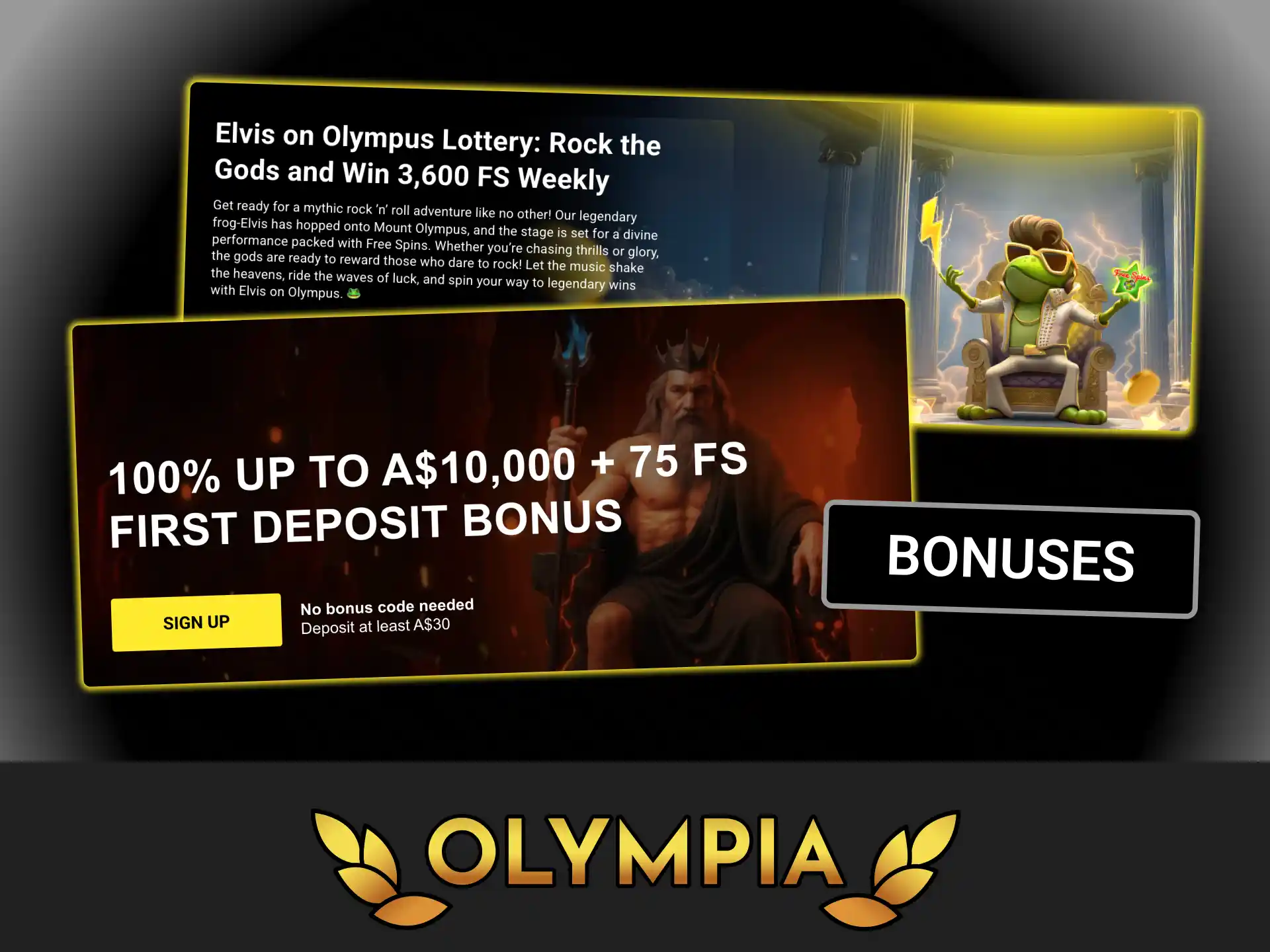 Olympia Casino lottery bonus promotion example